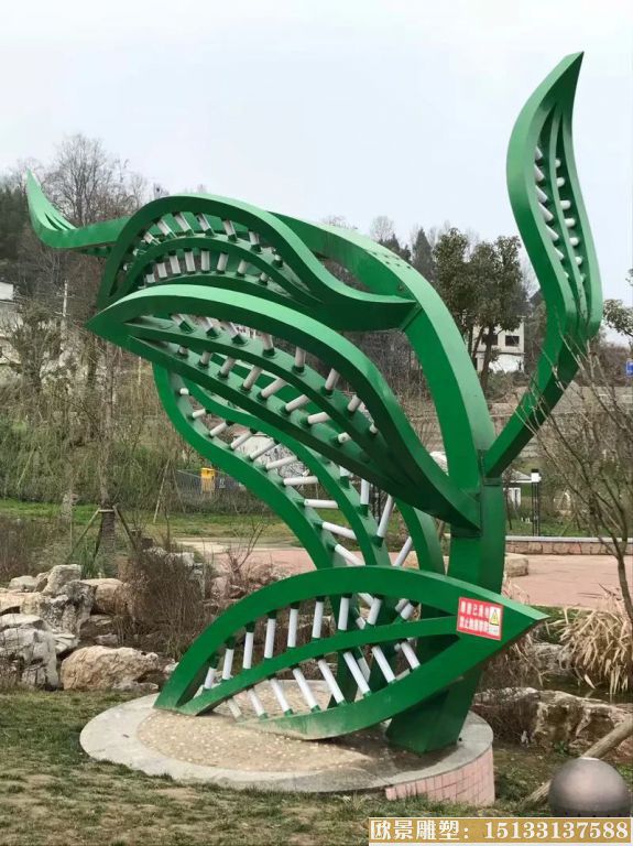 不锈钢绿色树叶雕塑 景观树雕塑定制